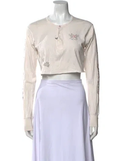 Pre-owned Marc Jacobs Crew Neck Long Sleeve Crop Top In Neutral