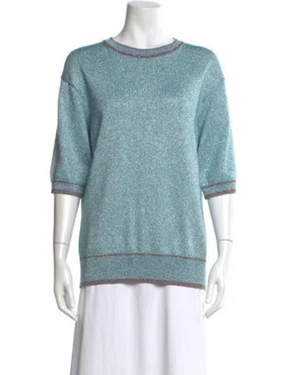 Pre-owned Marc Jacobs Crew Neck Three-quarter Sleeve Top In Blue