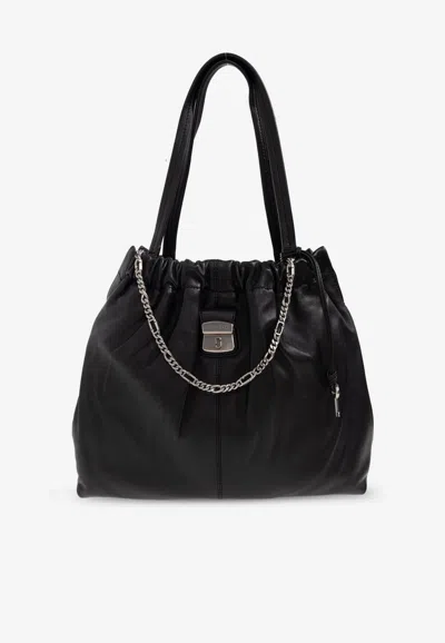 Marc Jacobs Cristina Leather Shoulder Bag In Black