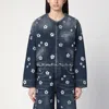 Marc Jacobs Cropped Denim Jacket With Daisy Sequins