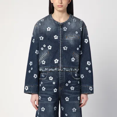 MARC JACOBS MARC JACOBS CROPPED DENIM JACKET WITH DAISY SEQUINS