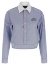 Marc Jacobs Cropped Shirt With Contrast Collar And Cuffs In Blue