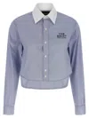 Marc Jacobs Cropped Shirt With Contrast Collar And Cuffs In Blue
