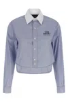 Marc Jacobs Cropped Shirt With Contrast Collar And Cuffs In Blue
