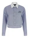 Marc Jacobs Cropped Shirt With Contrast Collar And Cuffs In Blue