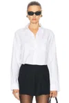 Marc Jacobs Logo-jacquard Crop Button-down Femme Shirt In White
