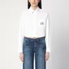 Marc Jacobs Womens The Cropped Text-embroidery Cotton Shirt White In White