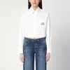 Marc Jacobs Womens The Cropped Text-embroidery Cotton Shirt White