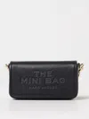Marc Jacobs Mini Black Crossbody Bag With Engraved Logo In Hammered Leather Woman In Black
