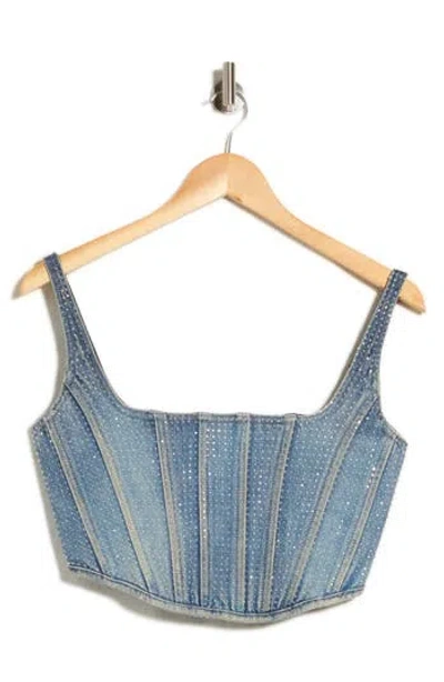 Marc Jacobs Crystal Denim Corset Top In Blue