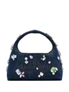 Marc Jacobs Denim Mini Sack Handbag With Embellished Design In Purple