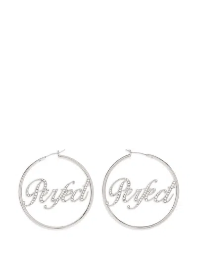 Marc Jacobs Crystal-embellished Hoop Earrings In Silver