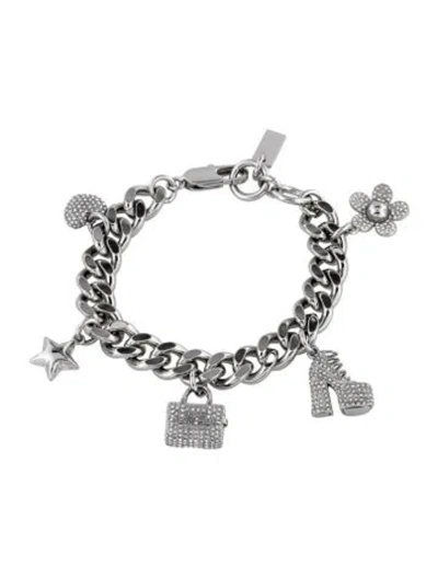 Pre-owned Marc Jacobs Crystal Pavé Mini Icon Charm Bracelet, 7.75" In Multicolor
