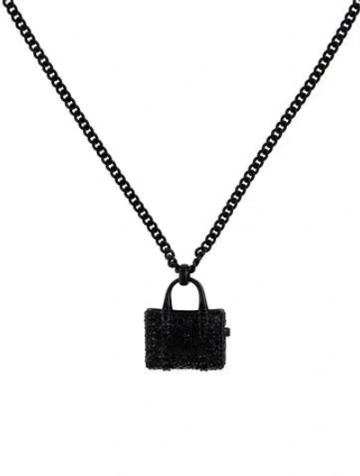 Pre-owned Marc Jacobs Crystal Pendant Necklace, 21.25" In Black