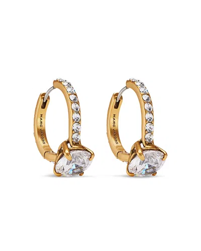 Marc Jacobs Crystal Proposal Ring Hoop Earrings In Gold