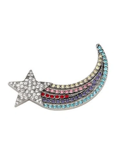 Pre-owned Marc Jacobs Crystal Shooting Star Pin Brooch In Blue/clear/pink