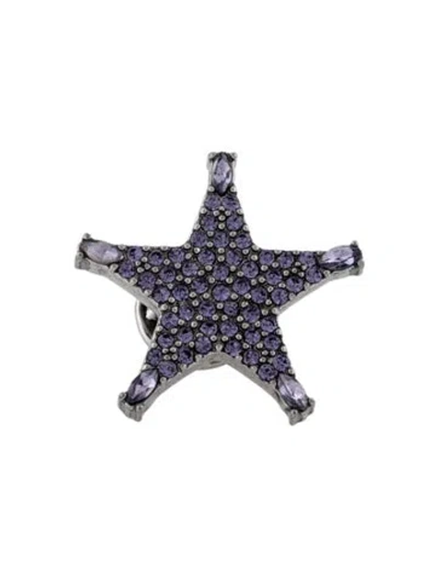 Pre-owned Marc Jacobs Crystal Star Lapel Pin In Purple