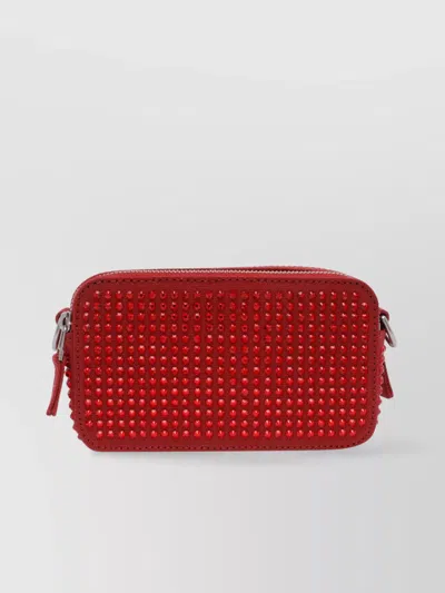 Marc Jacobs Crystal Studded Snapshot Crossbody Bag In Red