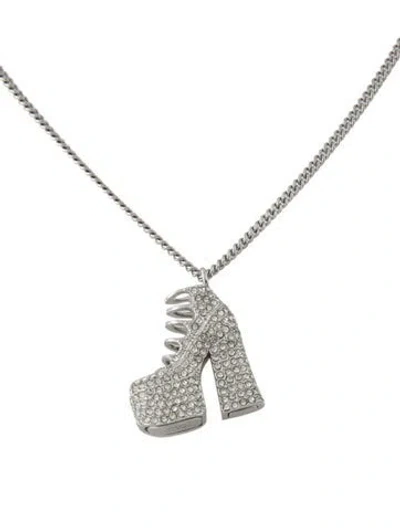 Pre-owned Marc Jacobs Crystal The Pave Kiki Boot Pendant Necklace, 23.5" In Transparent