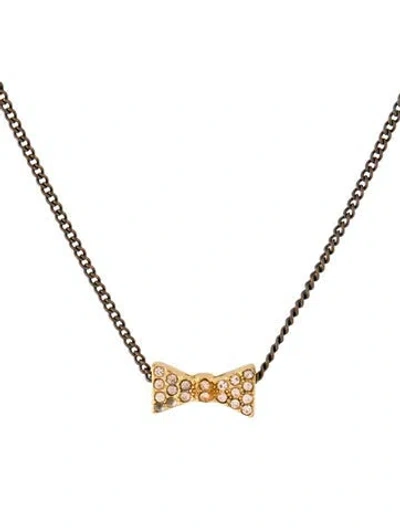 Pre-owned Marc Jacobs Crystal Two Tone Bow Pendant Necklace, 16" In Multi