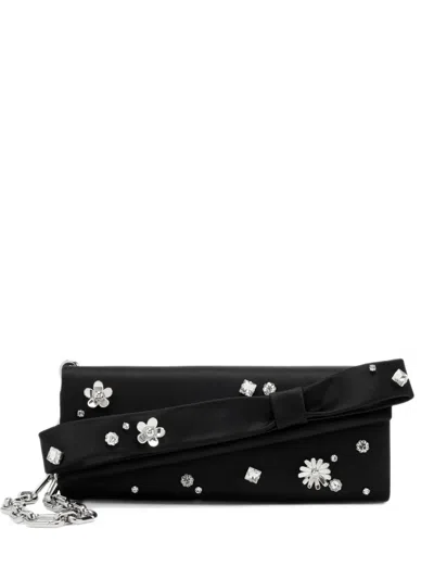 Marc Jacobs Crystal-embellished Bow-detail Clutch Bag In Black