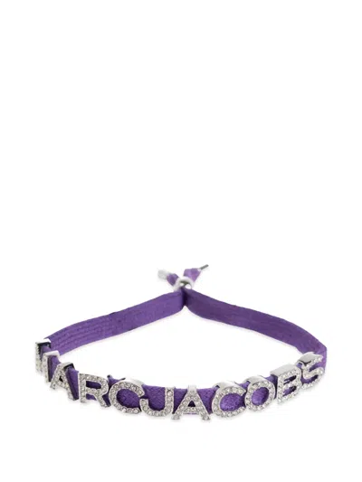 Marc Jacobs Crystal-embellished Logo Bracelet In Purple
