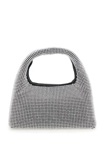 Marc Jacobs Crystal-embellished Metallic Mesh Top Handle Bag In Silver