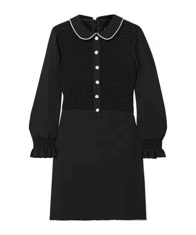 Marc Jacobs Crystal-embellished Shirred Crepe Mini Dress In Black