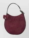 Marc Jacobs Curved Suede Shoulder Bag With Metal Hardware In Burgundy