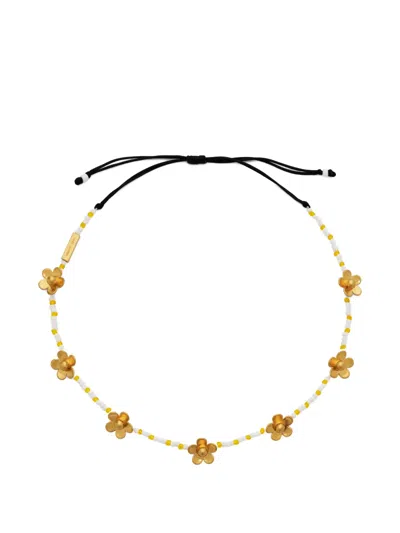 Marc Jacobs Daisy Beaded Necklace In Gold