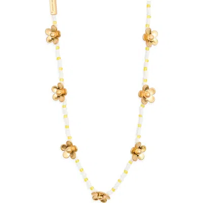 Marc Jacobs Daisy Beaded Station Necklace In Gold