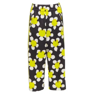 Pre-owned Marc Jacobs Daisy Black White Yellow Side Trim Wide Leg Track Pants Us0 Xs