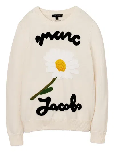 Marc Jacobs Daisy-jacquard Crew-neck Sweater In White