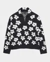 Marc Jacobs 'floral Jacquard' Polo Shirt In Blackwhite