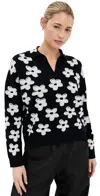 Marc Jacobs 'floral Jacquard' Polo Shirt In Black/white