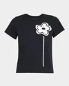 Marc Jacobs 'floral Bouquet' Crew Neck T-shirt In Black