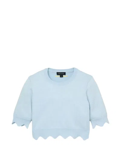 Marc Jacobs Daisy Scalloped Cropped Sweater In Blue