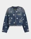 Marc Jacobs Cropped Denim Jacket With Daisy Sequins In Vintage Indigo