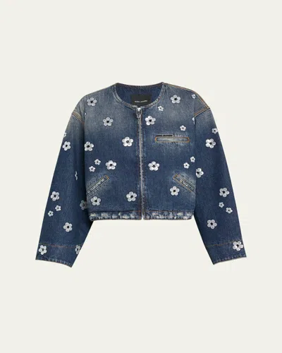 MARC JACOBS DAISY SEQUINED DENIM CROP JACKET