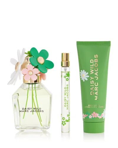 Marc Jacobs Daisy Wild Eau De Parfum For Women & Body Lotion Trio Gift Set ($229 Value) In Transparent