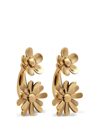 Marc Jacobs Daisy Wild Floral Mini Earrings In Polished Brass In Gold