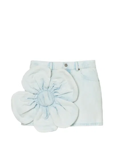 Marc Jacobs Daisy-appliqué Denim Skirt In Blue
