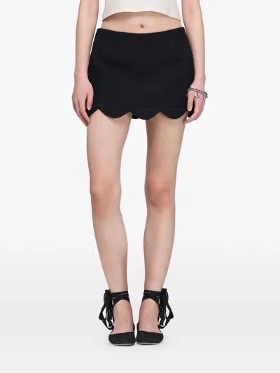 Marc Jacobs Daisy-embroidered Mini Skirt In Black