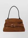 Marc Jacobs Dakota Suede Shoulder Bag With Buckle Straps In Brown