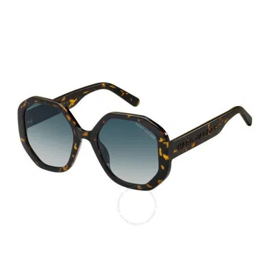 Marc Jacobs Dark Blue Geometric Ladies Sunglasses Marc 659/s 0086/08 53 In Neutral