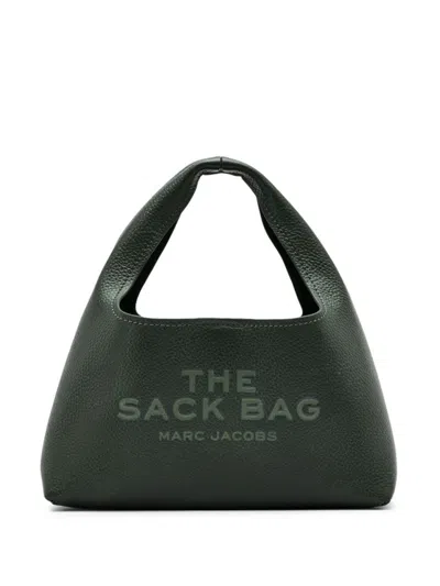 Marc Jacobs Dark Green Grained Leather Handbag With Signature Details