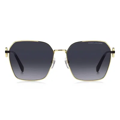 Marc Jacobs Dark Grey Shaded Square Ladies Sunglasses Marc 729/s Rhl 58 In Gold