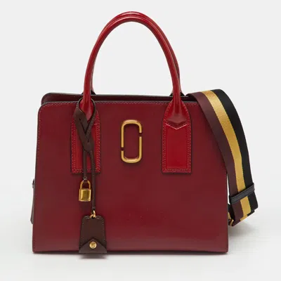 Pre-owned Marc Jacobs Dark Red Saffiano Leather Little Big Shot Tote
