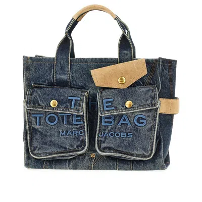 Marc Jacobs Denim And Suede Medium Cargo Tote Bag In Blue