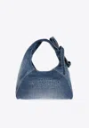 Marc Jacobs Denim Bow Sack Hobo Bag In Blue
